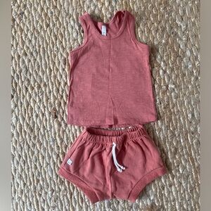Childhoods Tank and Shorties Set in Faded Red